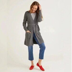 Boden Cara Cashmere Blend Knit Wrap Cardigan Sweater in Charcoal Grey Size Small